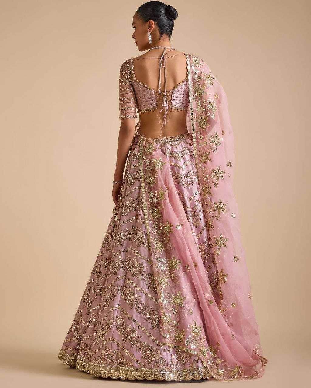 Chinon Silk Thread Work Sequins Lehenga With Cancan - MYLUXURY LANE ENTERPRISE
